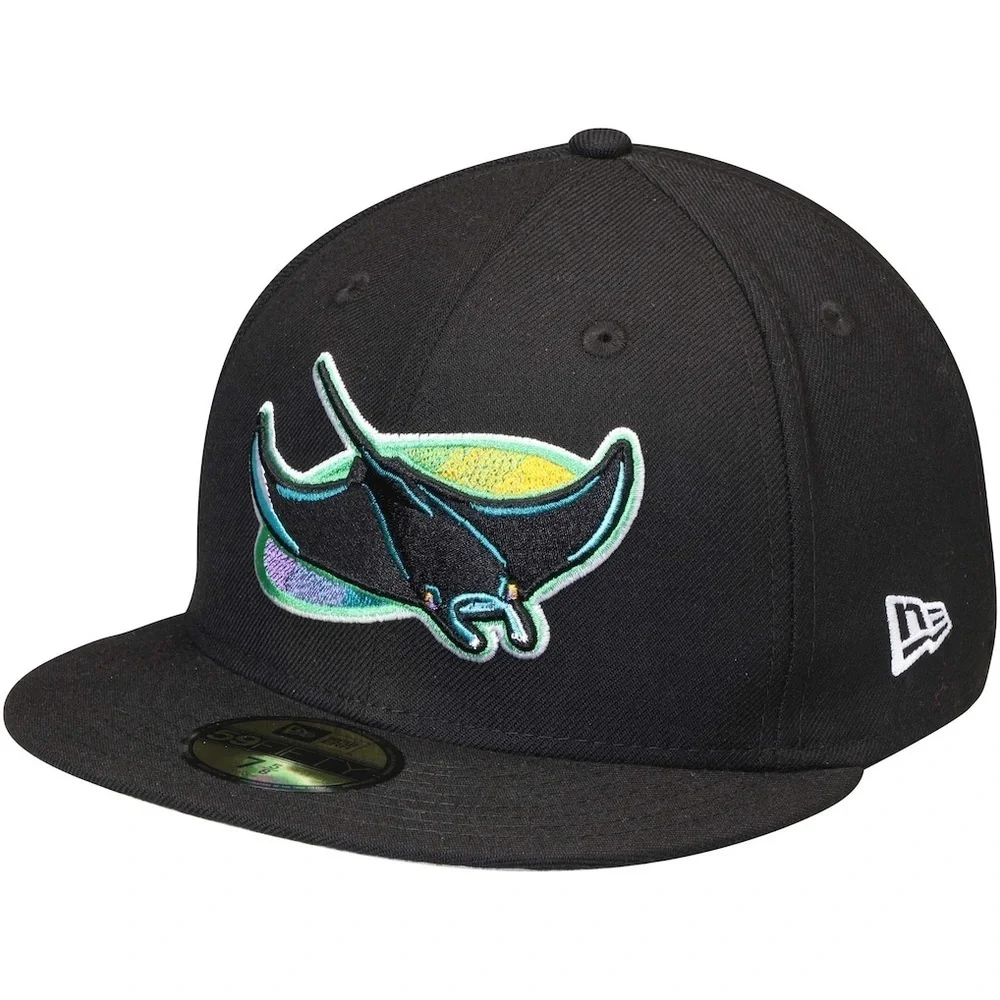 Men's Tampa Bay Rays New Era Black Cooperstown Collection Wool 59FIFTY Fitted Ha